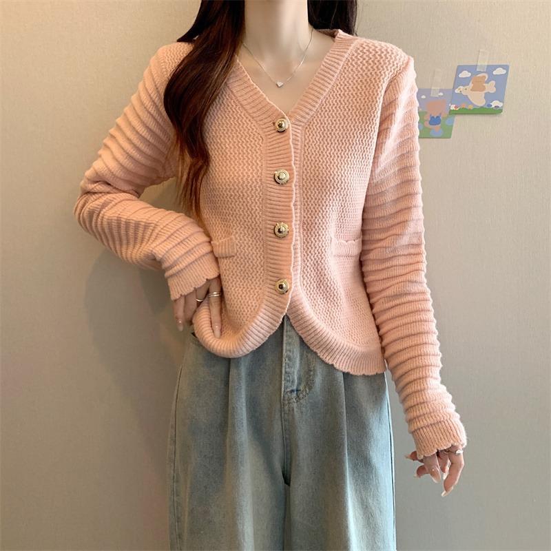 

Милый простой маленький парфюмированный стиль однобортный свитер женский осенне-зимний кардиган с длинными рукавами куртка One size