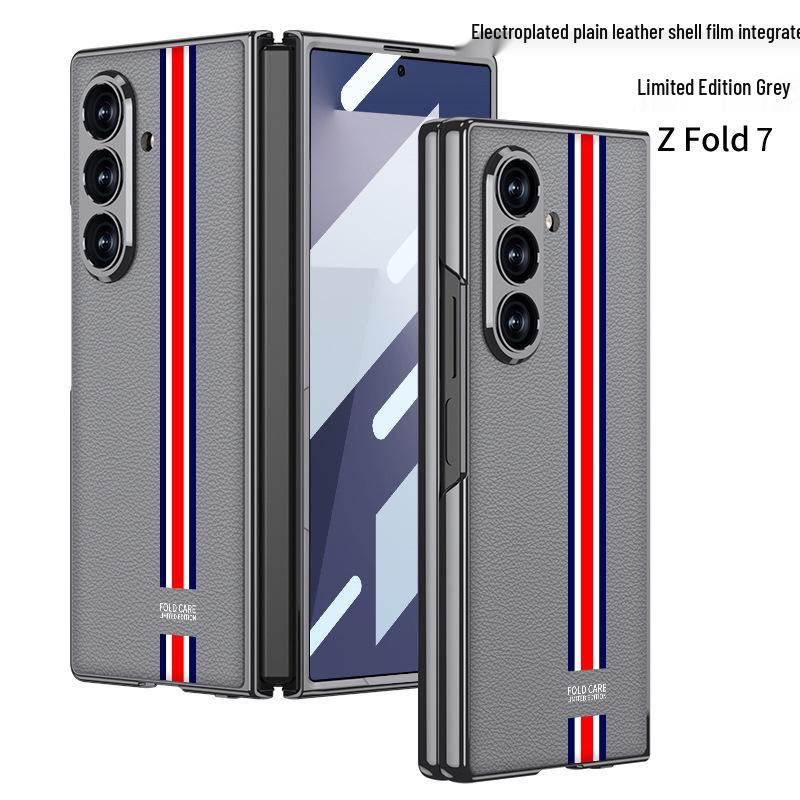 Solid Color Electroplated Leather Case for Samsung Z Fold7