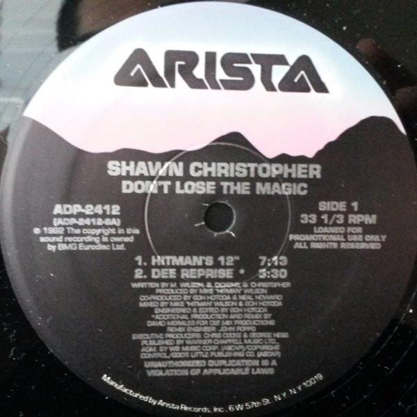 

12inch Record SHAWN CHRISTOPHER Dont Lose The Magic ADP2412 Arista 1992 US Dance Electronica Used