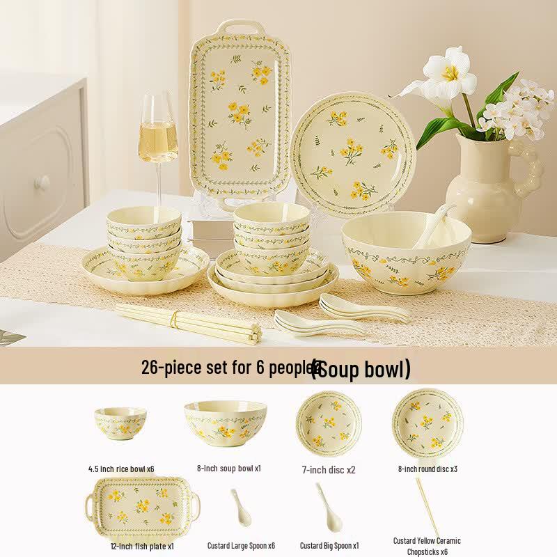Hanyou Cream Style 26-Piece Ceramic Dinnerware Set