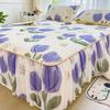 1/3Pcs Thai Latex Cooling Bed Skirt, Ice Silk Mattress Cover, Washable Breathable Cooling Mat for Queen King Beds