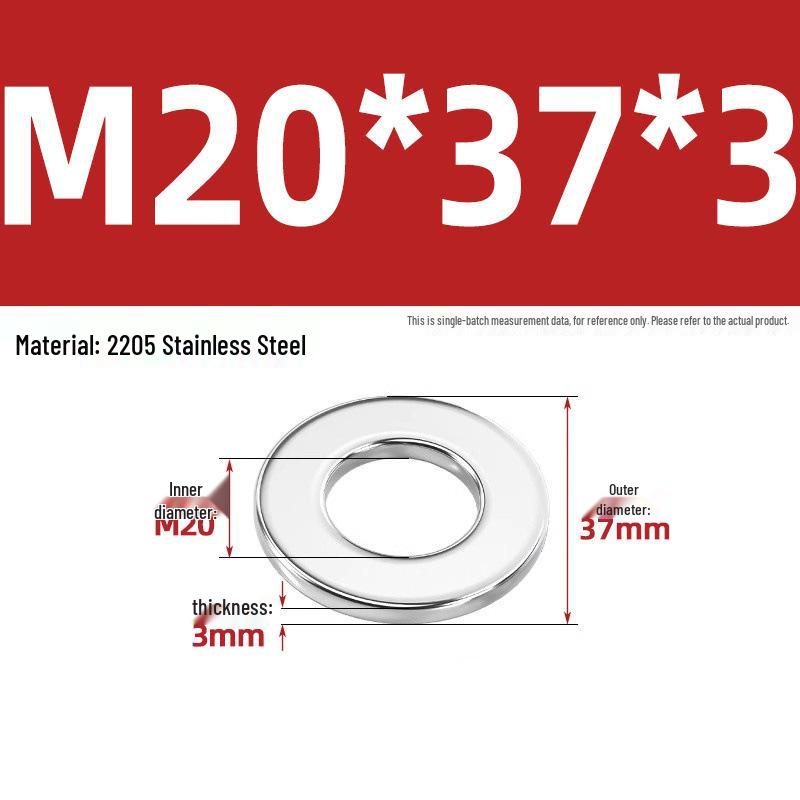 High-Strength 2205 Duplex Stainless Steel Flat Washer, Grade 8.8, DIN125 Standard for M6-M36 Screws