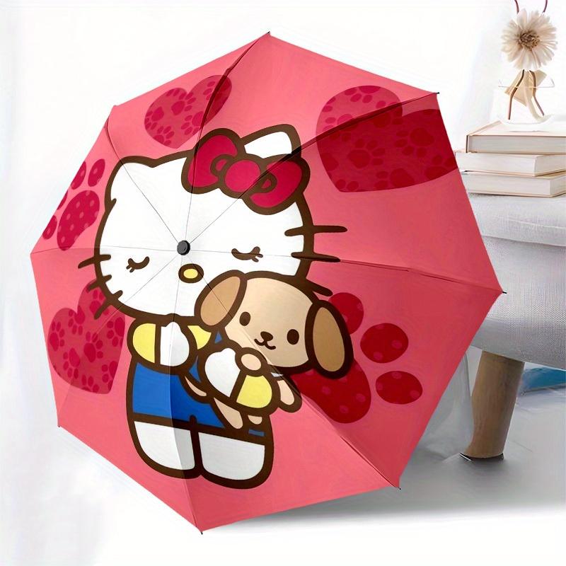 1pc Hello Kitty with Puppy and Hearts Umbrella with Plastic Handle,Suitable for All Seasons Home Travel Outdoor UmbrellaSanlio418