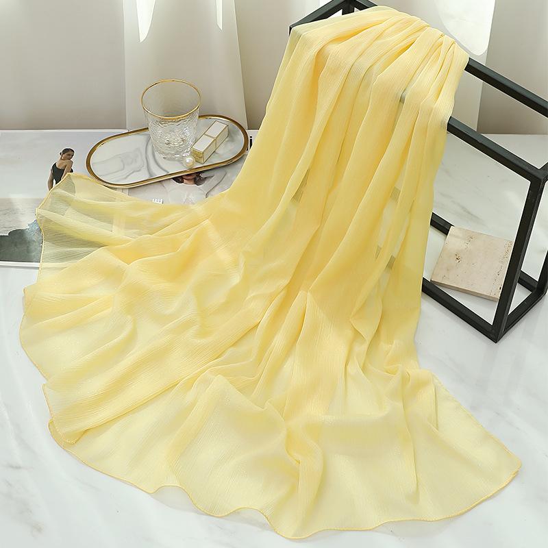170X70Cm Silk Scarf Shawl Solid Southeast Asian Headscarf Large Travel Shawl Versatile Textured Chiffon Scarf Wrap Poncho Hijabs