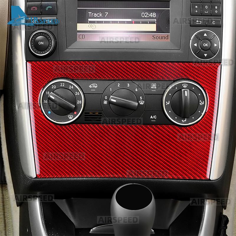 Real Soft Carbon Fiber Central AC Frame Sticker For Mercedes Benz A B CLASS W169 W245 2004 2005 2006 2007 2008 2009 2010 2011