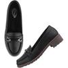 Shoetopia Upper Buckle Detailed Black Loafers For Women & Gilrs-Eu39