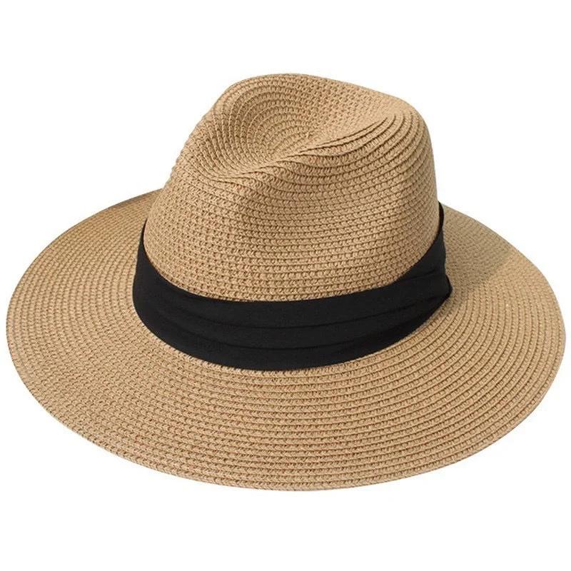Summer Hat Women Wide Brim Straw Panama Foldable Hat Beach Sun Protection Hat