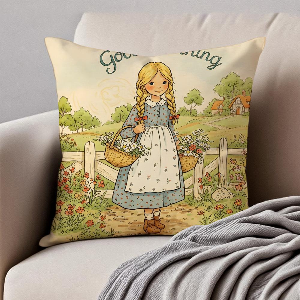 Art SSarah KKay SSwing GGirlS Cushion Cover Pillowcase Antidustmite Invisible Zipper Short Plush Sofa Cushion