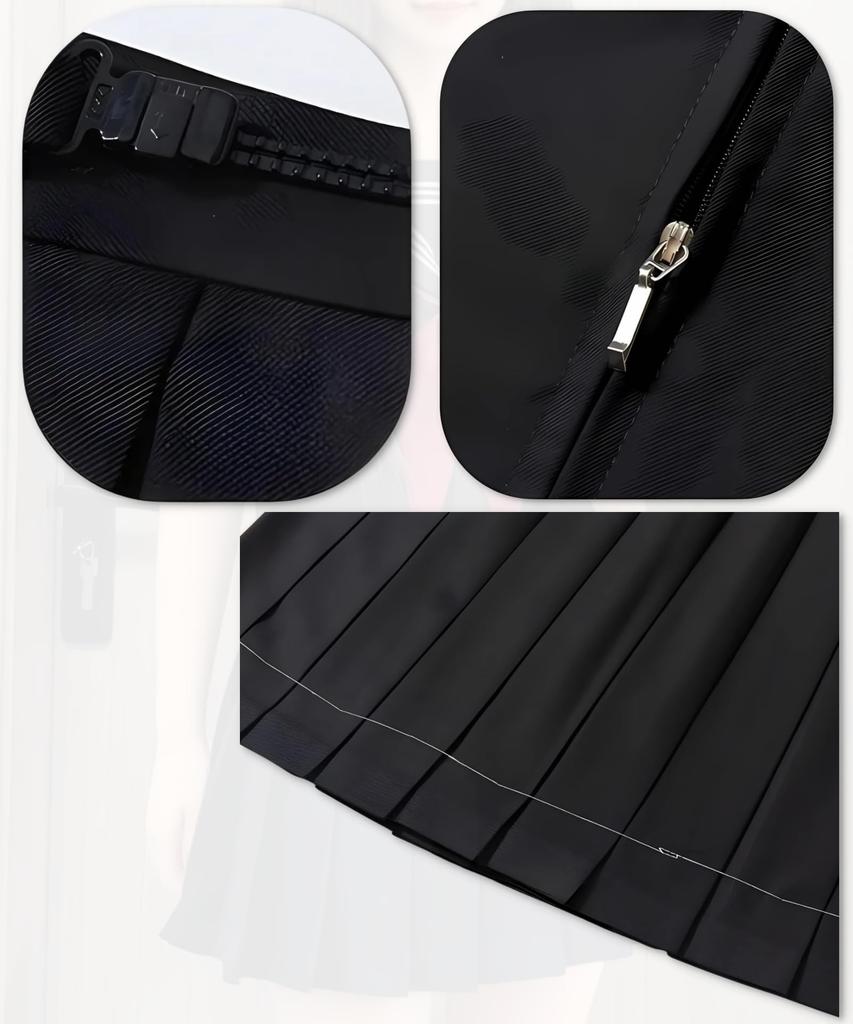 Bubu Ohana Langermet Sjømannsuniform Topp og Underdelssett med Plissert Mini Cosplay Halloween Event Kostyme med Settstørrelse L Størrelse Skjørt, Uniform,