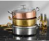 Golden Maple Leaf 304 Stainless Steel Hot Pot with Lid, Hammer Pattern, Three-Layer, Large Capacity, Universal Design, Clear Soup Divider.