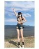Women's Retro Distressed High-Waisted Denim Shorts - American Ins Style, Stretchy A-Line Bodycon Hot Pants