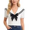 Cape Blouse False Collars White Collar Shawl Simple Striped Sailor Fake Collar  Women