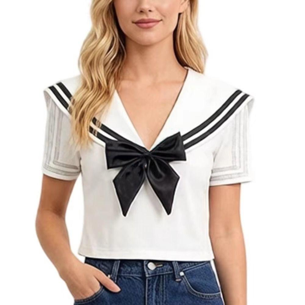 Cape Blouse False Collars White Collar Shawl Simple Striped Sailor Fake Collar Women