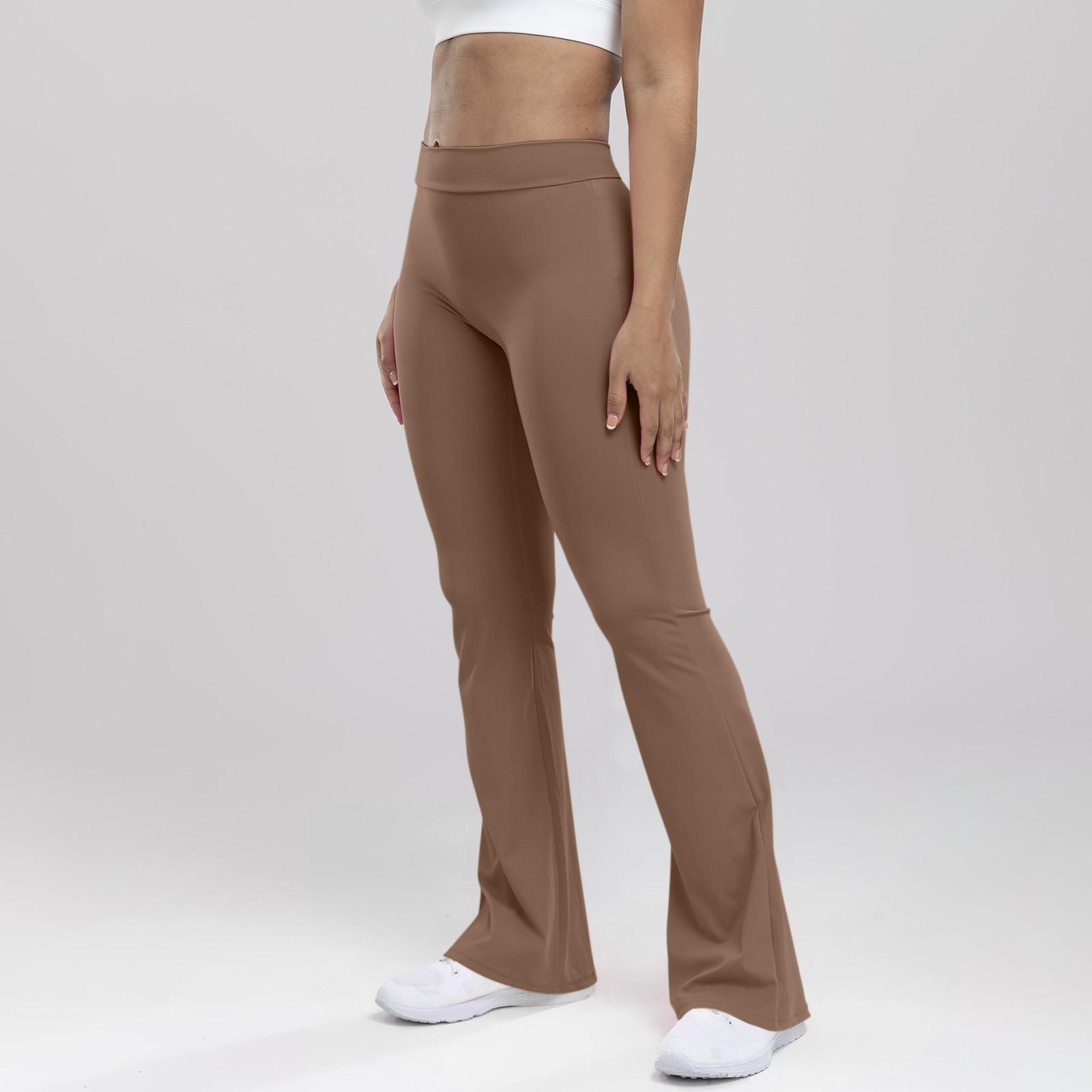 

Женские спортивные брюки с высокой талией и подъемом бедер для тренировок, бега, похудения, йоги, расклешенные брюки L кофейный