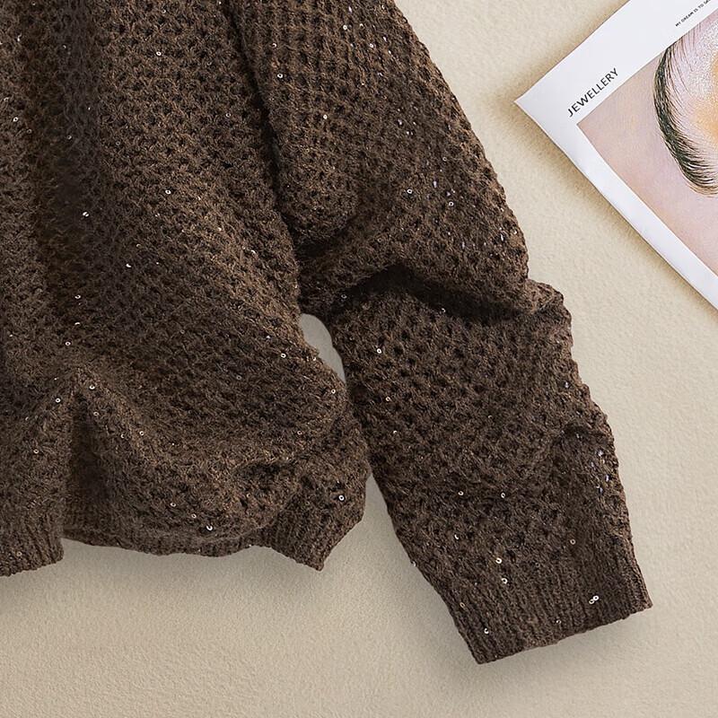 Women's Hollow Knit Wool Blend Sweater Top