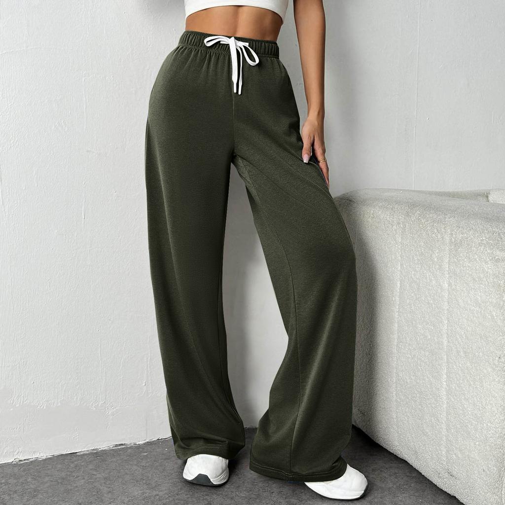 Elastic Waist Loose Straight Leg Wide Leg Sports Casual Long Pants