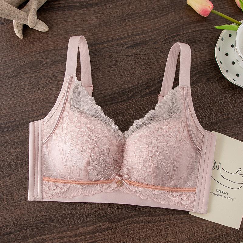 

Sexy female breathable gathering small breasts without steel ring bra upper support secondary breasts anti-sagging lace bra special offer 34/75AB