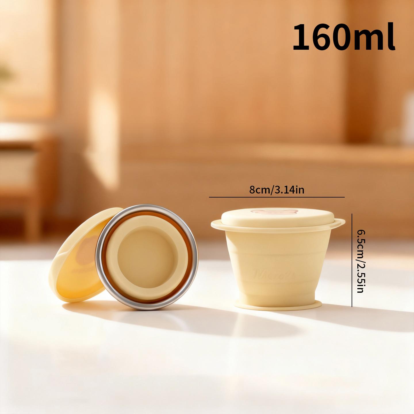 

160ML Mini Silicone Collapsible Cups Heat-Resistant Portable Retractable Folding Drinking Cup With Lid Outdoor Travel Coffee Mug