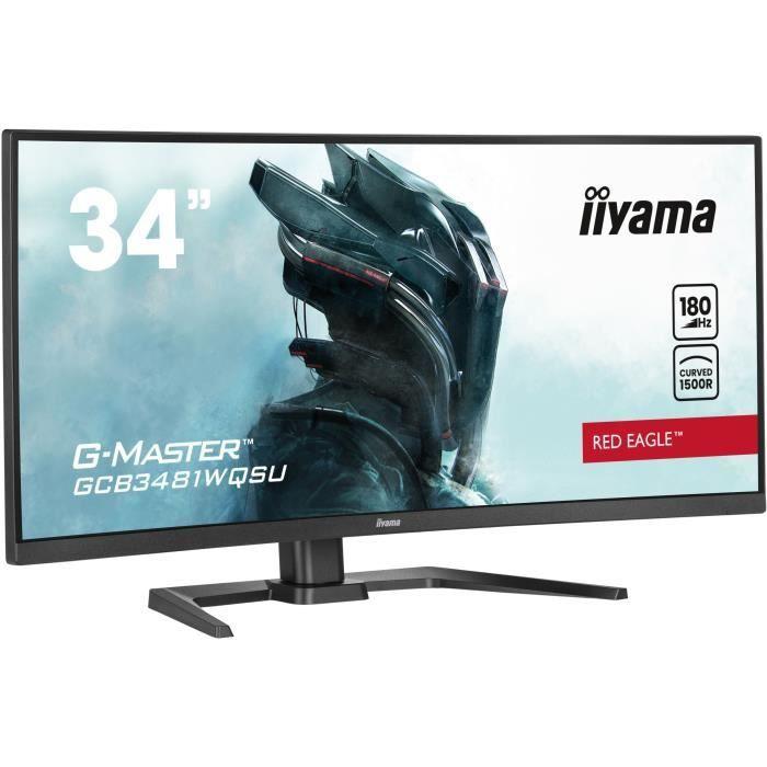 Ecran PC Gamer Incurvé - IIYAMA - 34" - UWQHD - 180Hz - Dalle VA - 0,3ms - Ajustable - GCB3481WQSU-B1