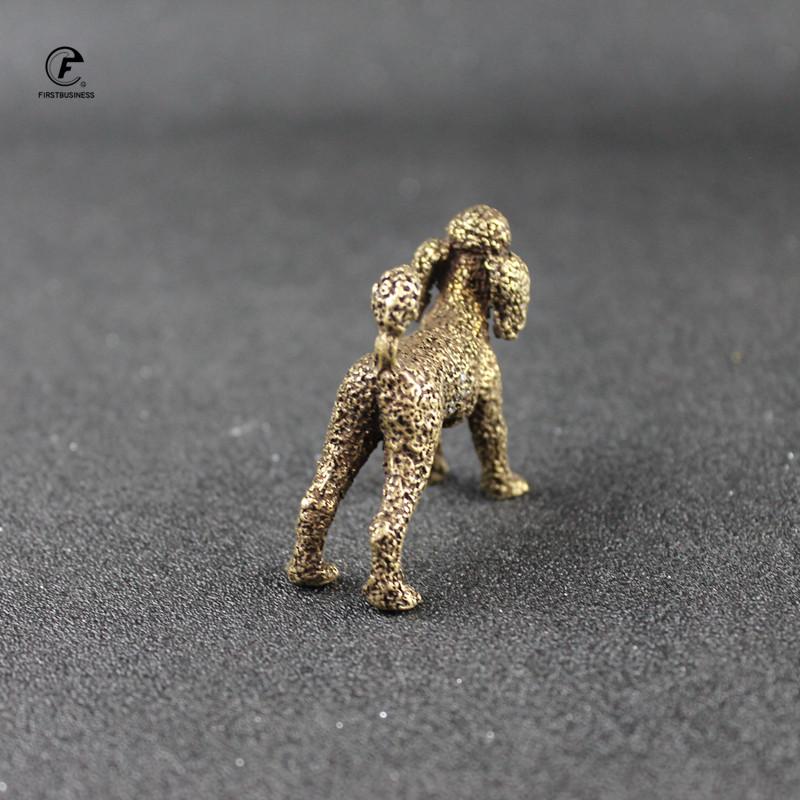 Pure Copper Cute Dog Statue Feng Shui Ornament Bronze Standing Poodle Figurines Lucky Desk Decorations Accessories Home Decor