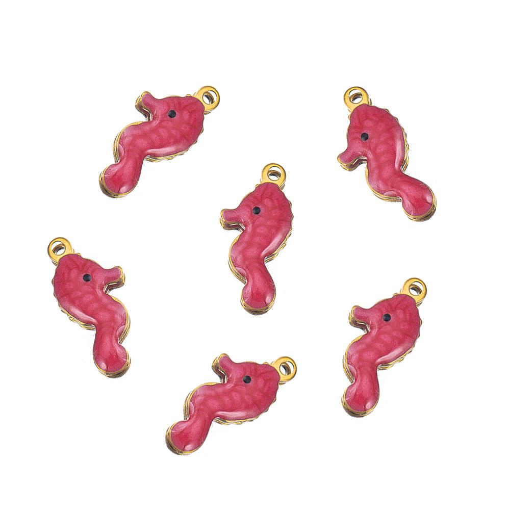 10pcs Stainless Steel Enamel Octopus Seahorse Dolphin Crab Clown fish Charm Bracelet Earring Pendant Base for DIY Jewelry Making