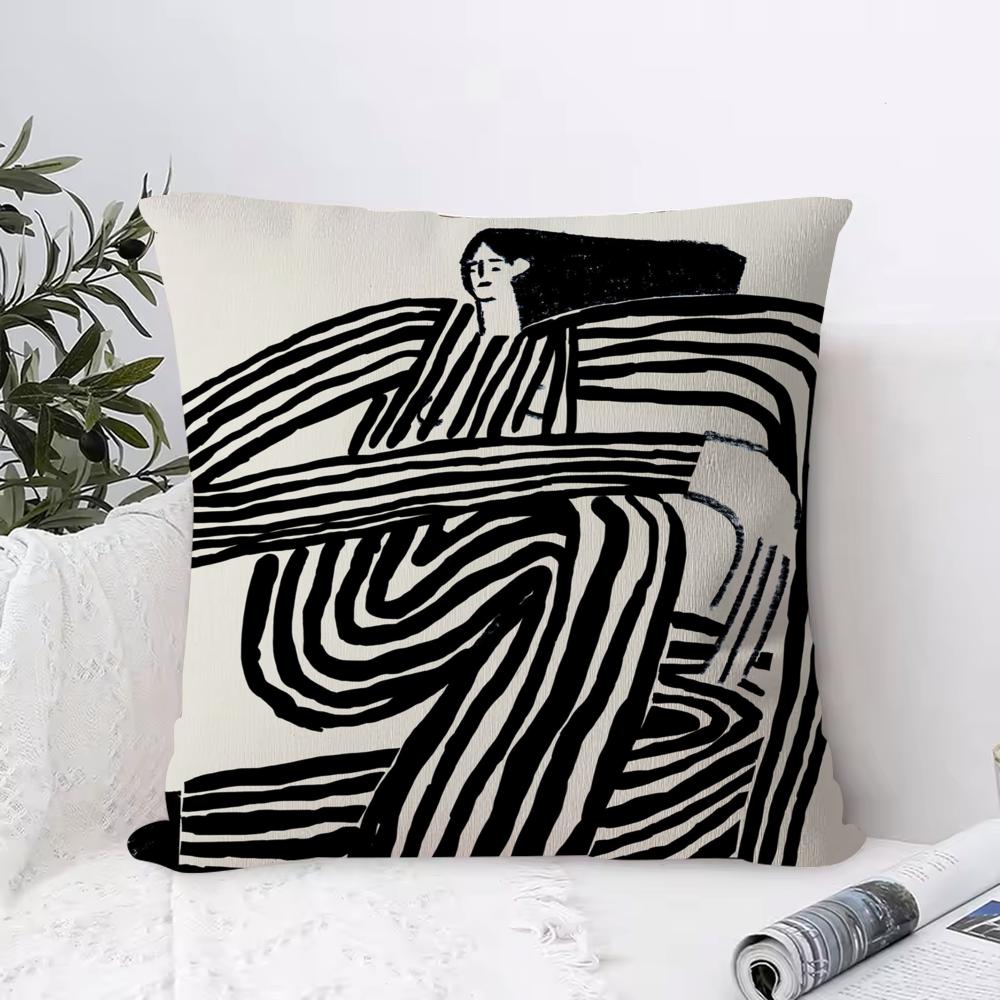 Abstract F-Figure Lines Girl Sofia Pillow Case Square Pillow Bedroom Sofa Leisure Comfort Cushion Living Room Home Decoration
