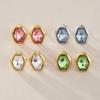 1Pair Stainless Steel Stud Earrings Irregular Colorful Crystal Ear Studs Luxury Korean Jewelry For Women Daily Party Wear