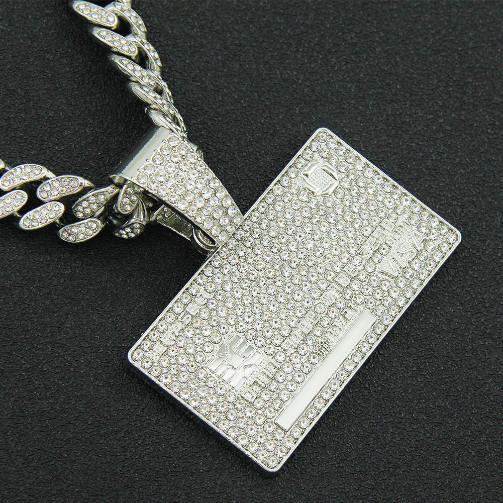 Men's Hip-Hop Diamond Dog Tag Necklace – Trendy Street Style Cuban Chain Choker