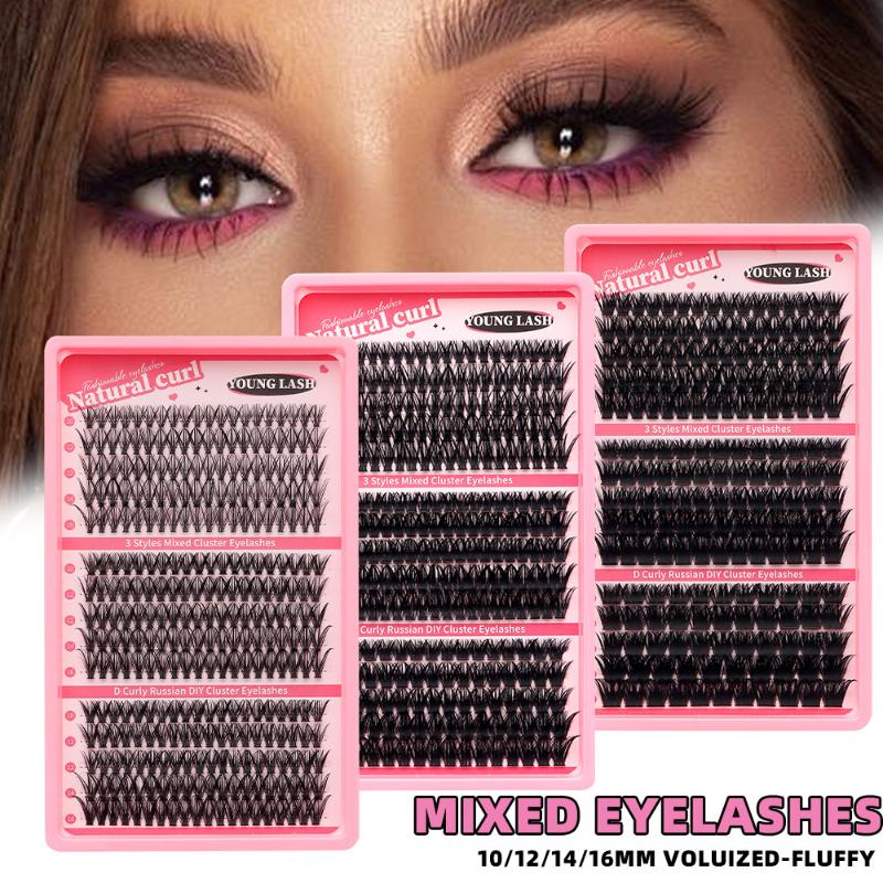 Individuelle Wimpernverlängerungen Flauschig Dicht Natürliche Büschel Falsche Wimpern Kit Segmentierte Wimpernverlängerung DIY Make-up Werkzeuge