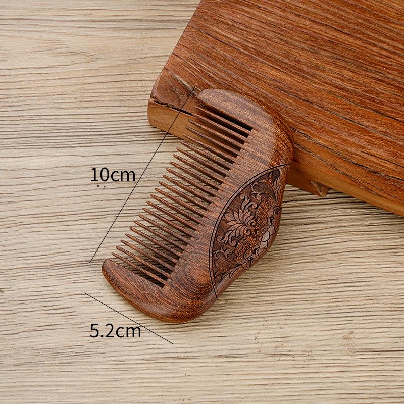 Natural Black Gold Double-Sided Sandalwood Comb: Carved Wooden Scalp Massager for Women's Long Hair - Ideal Mom Gift