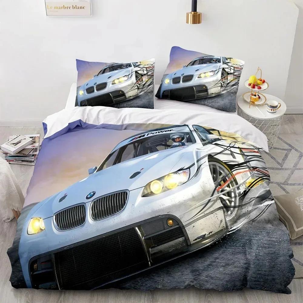

Sports Car Duvet Cover Sets Full Size3 Piece Race Car Bedding Sets With Pillowcases For Teens Boys Polyester Quilt Cover EU Single(135*200cm)3pcs
