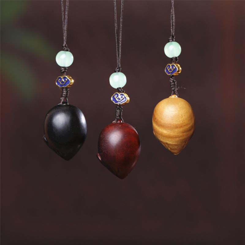 Red Wood Zodiac Mouse Phone Charm & Car Pendant Keychain Gift Ornament