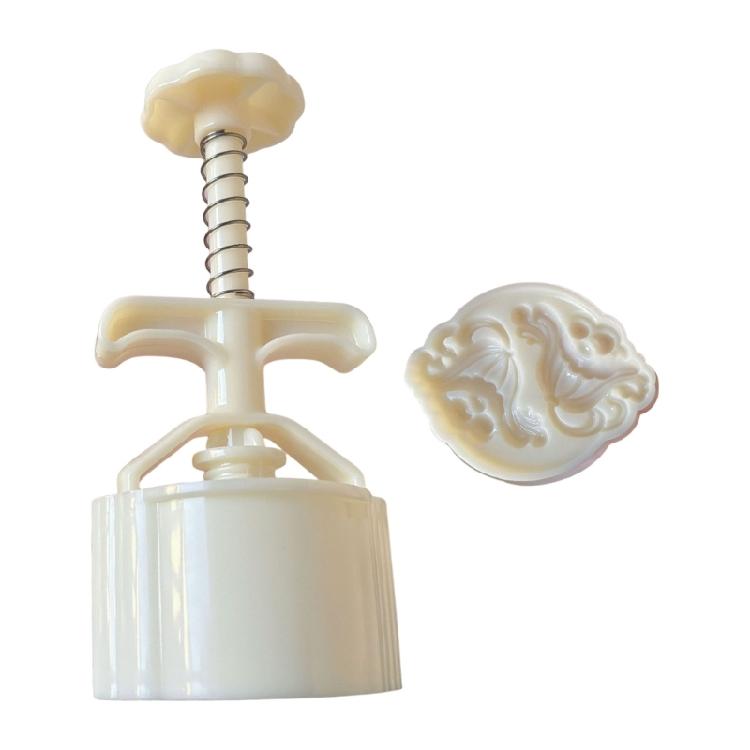 Mung Bean Cake Mould Press 75G Hand Press Pastry Tool with Detachable Flower Stamps, Spring Design Release, and Patterned Dessert Making Use