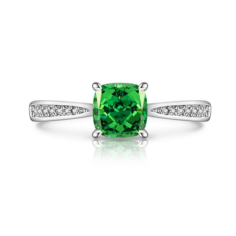 925 Sterling Silver Exquisite Elegant Small Square Zircon Sparkling Ice Flower Cut Ring, Birthday Party Anniversary Gift