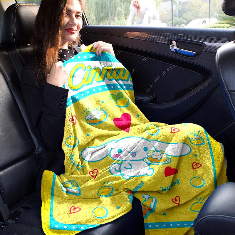 1pc Cinnamoroll's Sweet Lemon Honey Adventure Cartoon Blanket, Seasonal Home Decor Gift, Living Room, Travel, Camping, Car Blankets, Beach, Office Nap