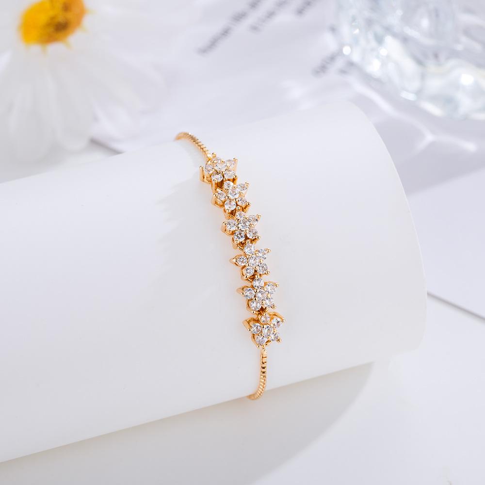 Douyin Wholesale of the Same Seiko Micro-inlaid Zircon Full Diamond Flower Bracelet Wind Jewelry