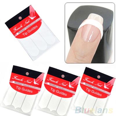 48Pcs French Stencil Nail Art Form Fringe Guides Manicure DIY Stickers Tips Decor
