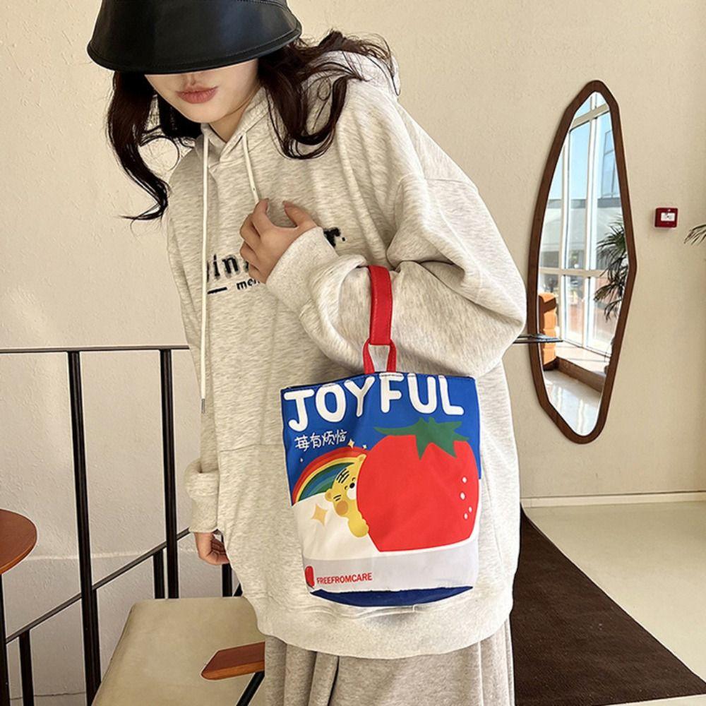 Cat Cartoon Canvas Bucket Bag Cartoon Girl Canvas Cat Shoulder Bag  Female/Children