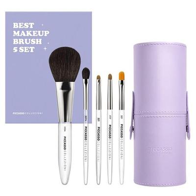 Piccasso Nejlepší sada štětců na make-up 5 ks + Fialové válcové pouzdro, Korejská