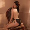 Sheer Lace Babydoll with Cutouts, Open Back, Halter Neck, and Deep V