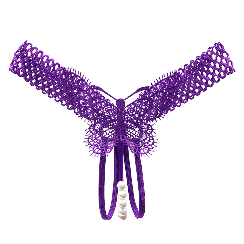Women's Sexy Crotchless Thongs Lace Hollow Out Underwear For Women Erotic T-back Hot Transparent Panties Female Bow G-string New