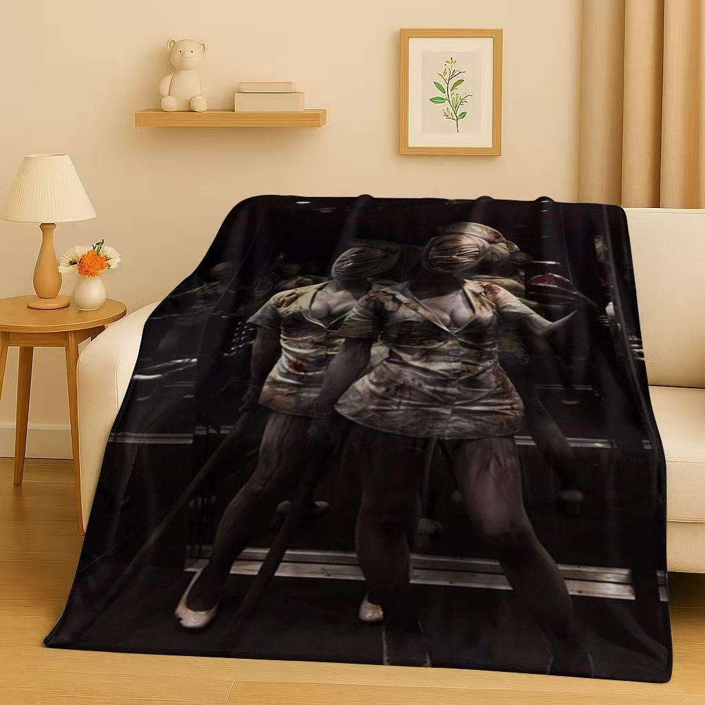 Classic Game Silent Hill Pyramid Head Horror Movie Flannel Blanket,Ultra Soft Warm Plush Throw for Home Bedroom Bed Sofa Cover