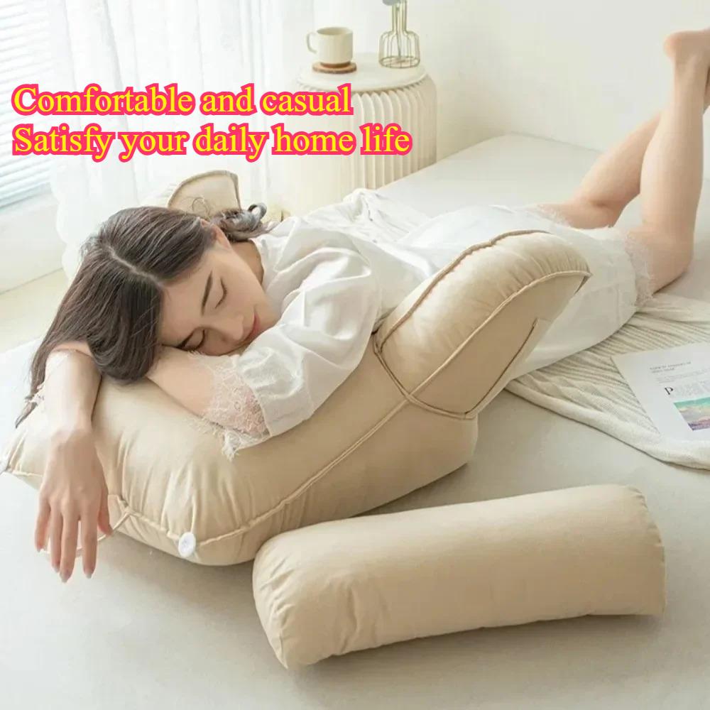 Bedhead Pillow Washable Neck Pillow Soft Bag Backrest Cushion Reading Sofa Waist Cushion Simple Pillow Neck Cushion Light Luxury