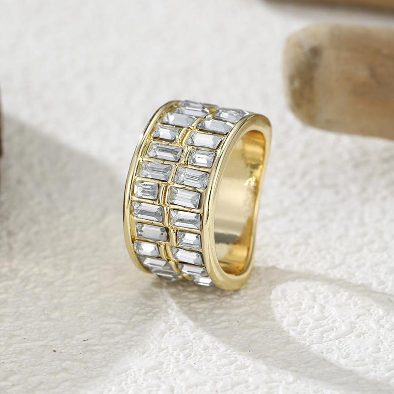 Fashionable and Classic Double Row Zircon Inlaid Women s Ring, Bridal Wedding Zircon, Banquet Accessories and Gifts 10