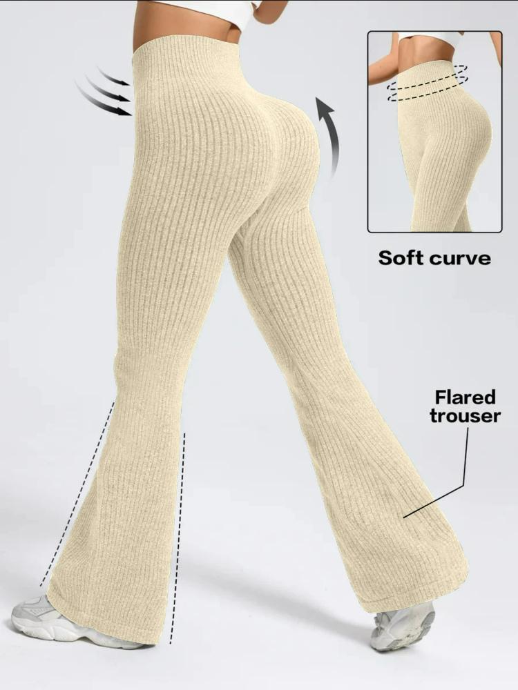 Calças Femininas de Cintura Alta Boca de Sino Esportivas Justas Confortáveis Design Elástico Ideal para Exercício e Uso Diário