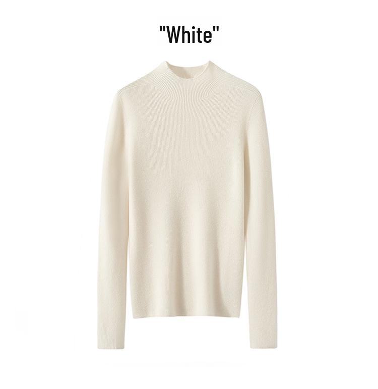 Women's Thick Warm 100% Pure Cashmere Short Slim Fit Half Turtleneck Sweater - Perfect Layering Piece