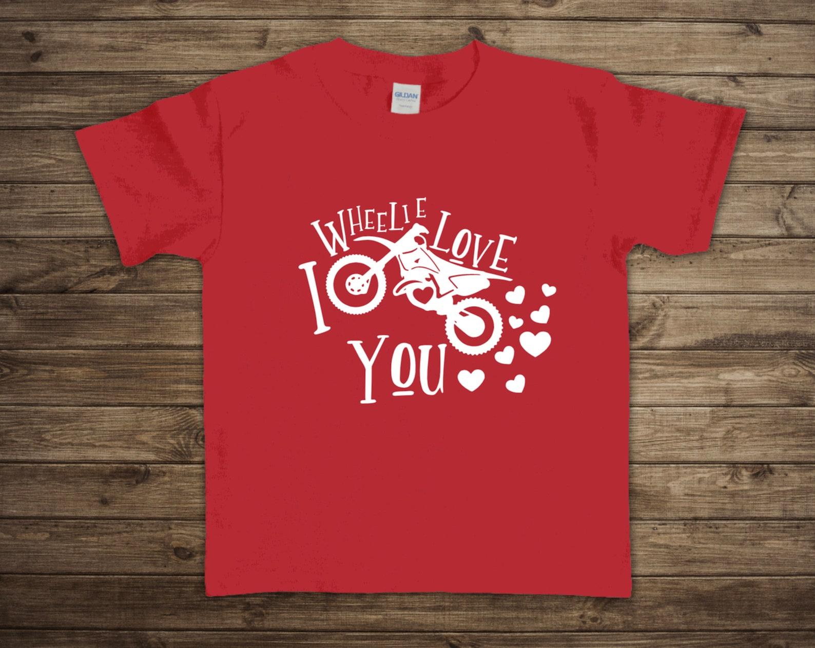 I Wheelie Love You Valentine s Day Youth/Toddler Graphic Tee, Short Sleeve T-Shirt, Valentine, Dirt Bike S