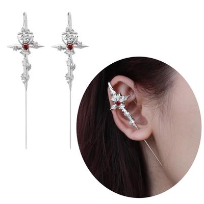 Einzigartige Ohrringe mit Rosenherz, coole Ohrstecker, stilvolle Ohrstecker, modischer Ohrschmuck, Legierungsstruktur, perfekt für Frauen