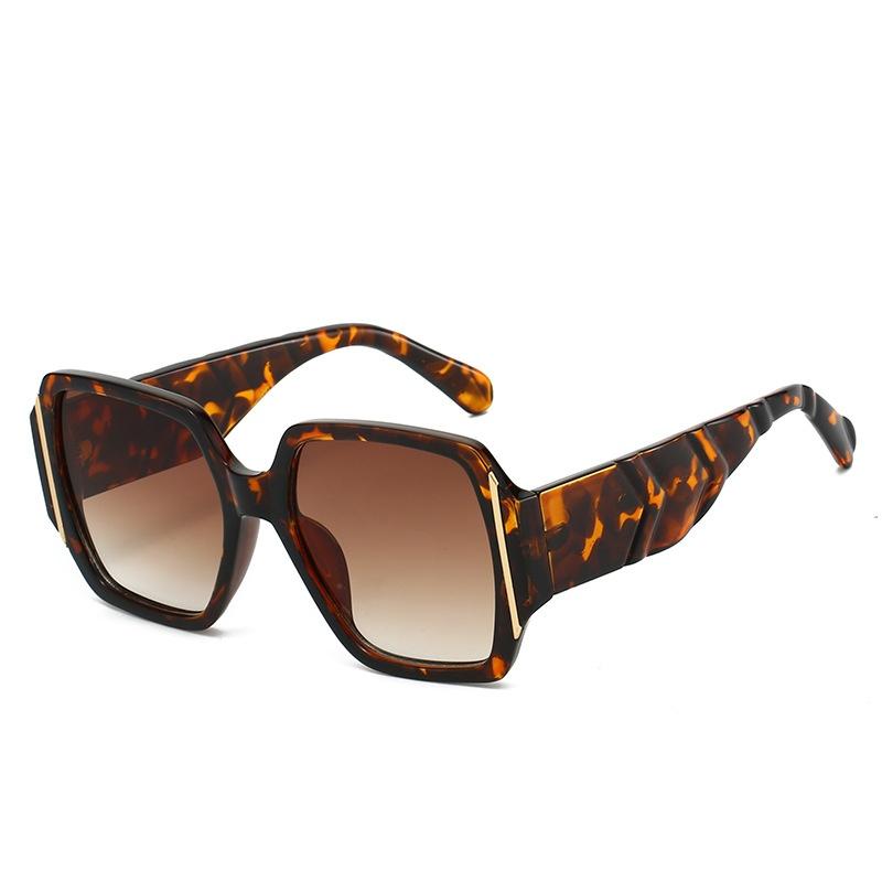 New Retro Square Women Sunglasses  Personality Brand Leopard Gradient Design Casual All Match Men Trendy Glasses Uv400