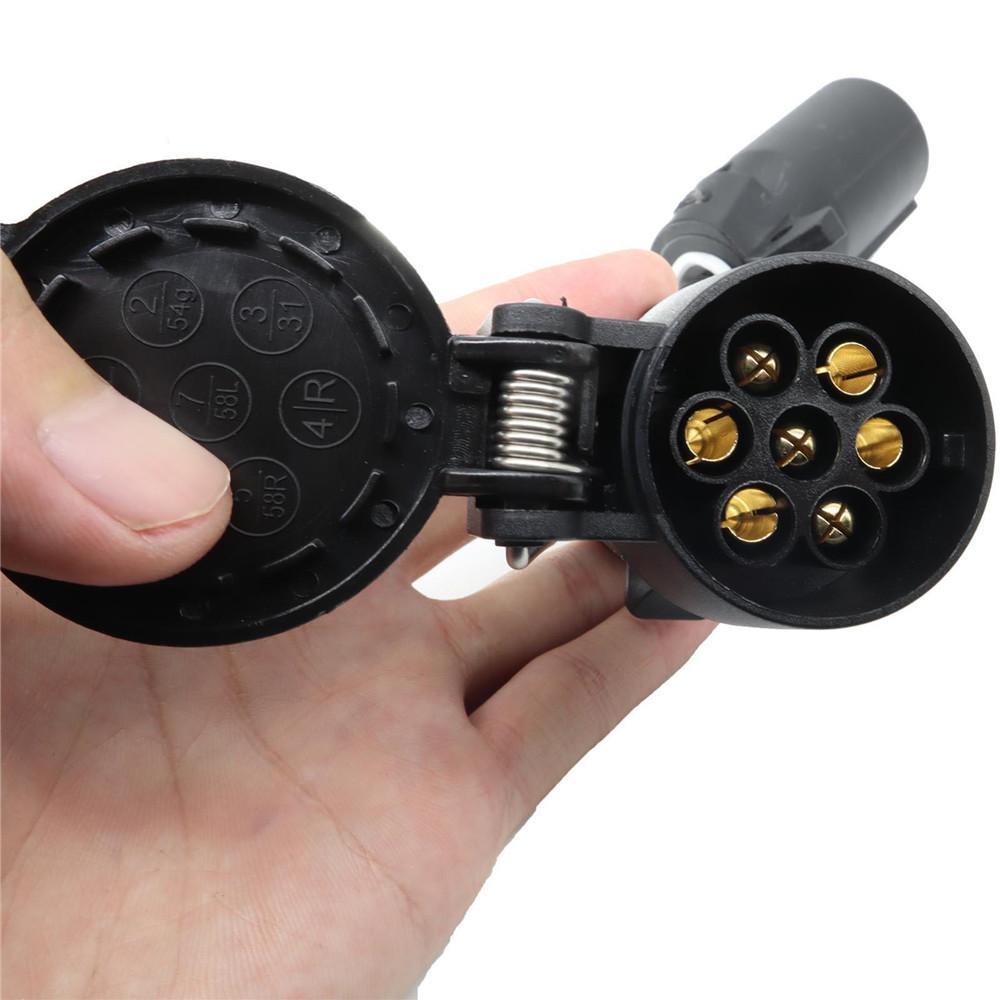 New USA to EU Trailer Light Converter US 7Way Blade Socket to EU 7Pin Round Plug